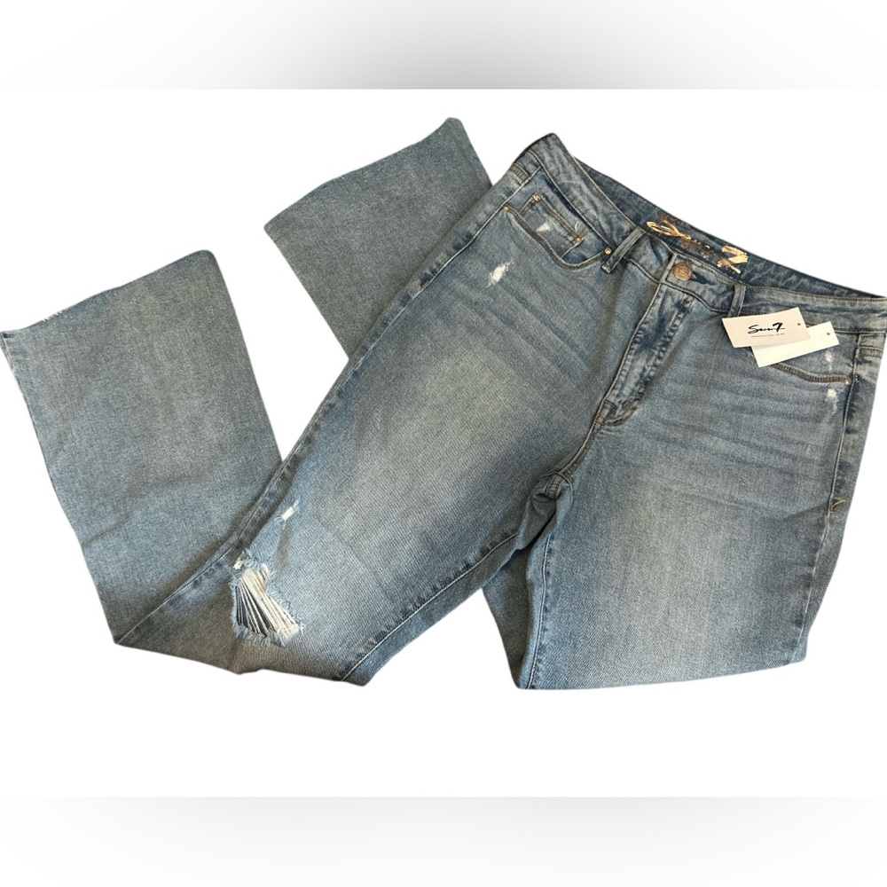 Seven7 Slim Flare Distressed Jeans Women’s Size 12 Boho Revival
